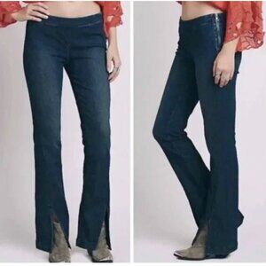 Free People Split Hem Stretch Denim Flare Jeans Low Rise Medium Wash Size 26